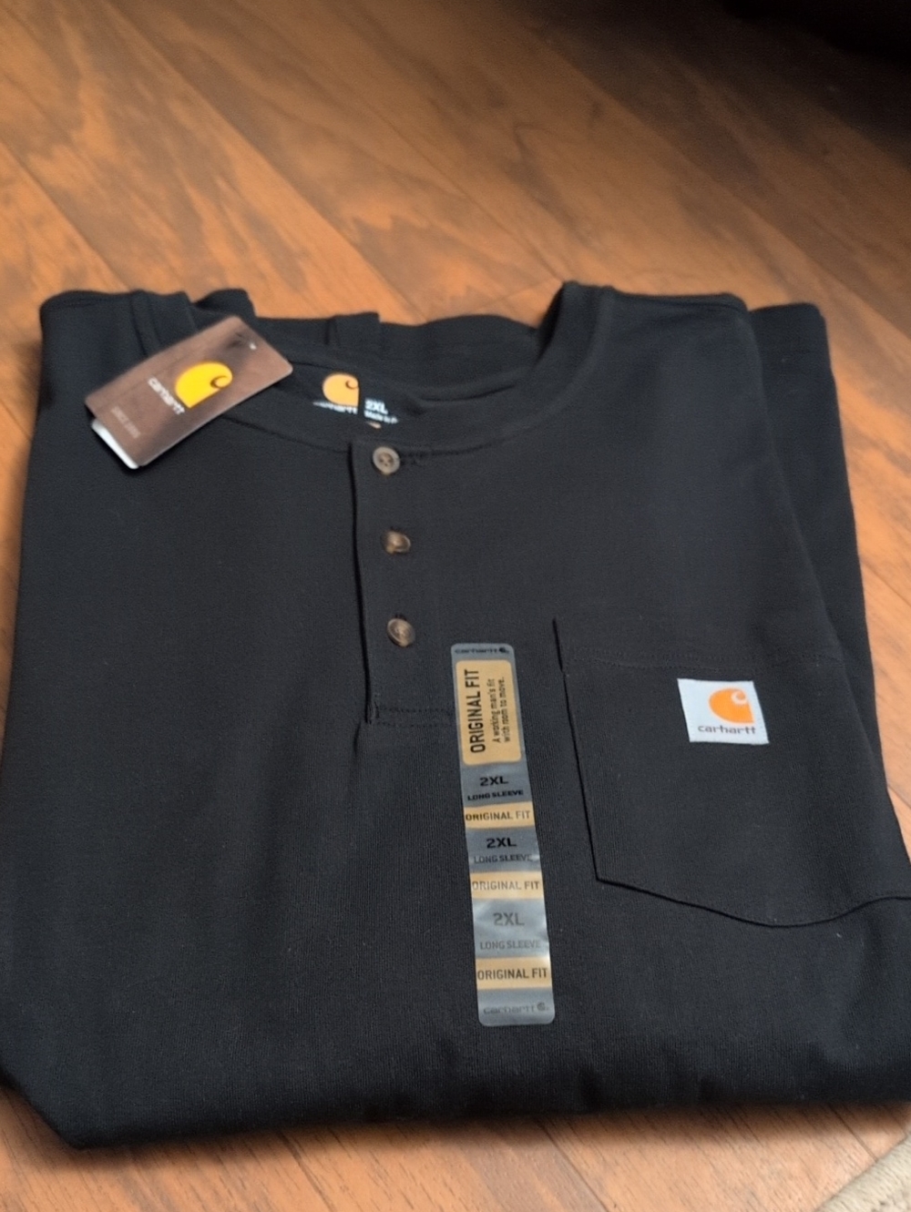 Carhartt Black Long Sleeve Henley with Chest Pocket